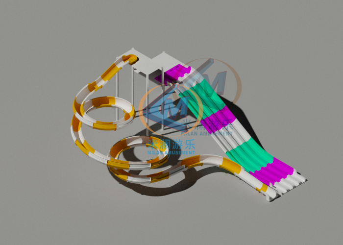 H6M+H9M Custom Pool Slides Novel Water Slide With Pool Fiberglass Material