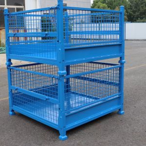 Buy cheap Grid Material Metal Pallet Crate Folding Mesh Container Customized from wholesalers