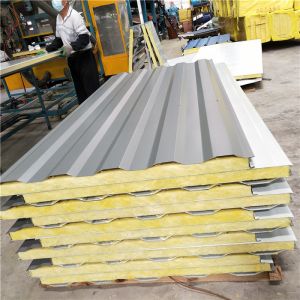 Buy cheap 50mm 0.6mm galvanized glass wool container house sandwich wall panel for worker house from wholesalers
