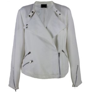 Buy cheap Silver Large Lapel Cool Womens Coats With Buttons And Zipper Decoration from wholesalers
