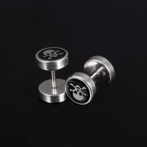 Custom thrilling skull head for man stainless steel stud earring silver earrings