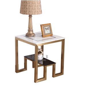 Buy cheap Latest Design Furniture Mental Leg Square Marble Side Table from wholesalers
