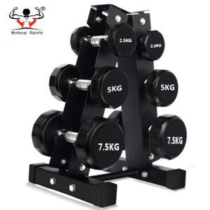Dodecagon Round Rubber Dumbbells , Gym Equipment Dumbbells Little Smell