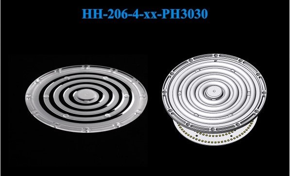 Quality 3030/2835 LEDs 184×9.5mm 60°/90°/120° Available PC Material Light Uniform Distribution UFO High Bay Lighting Lens for sale