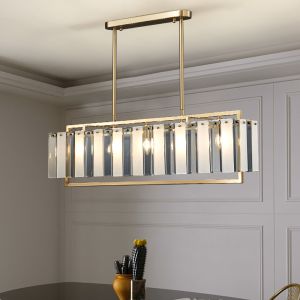 Luxury home decor lamp living room chandelier rectangle modern led crystal