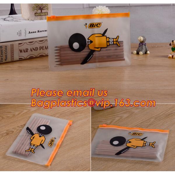 Logo Printed PVC Plastic Pencil Bag With Zipper, Custom pvc clear printed