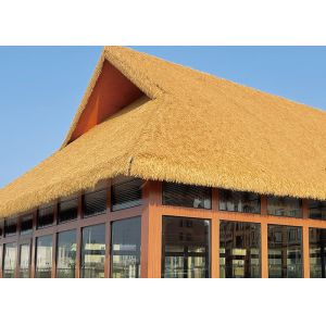 Landscaping Synthetic Thatch Roof With High Softness Flame Retardant Artificial