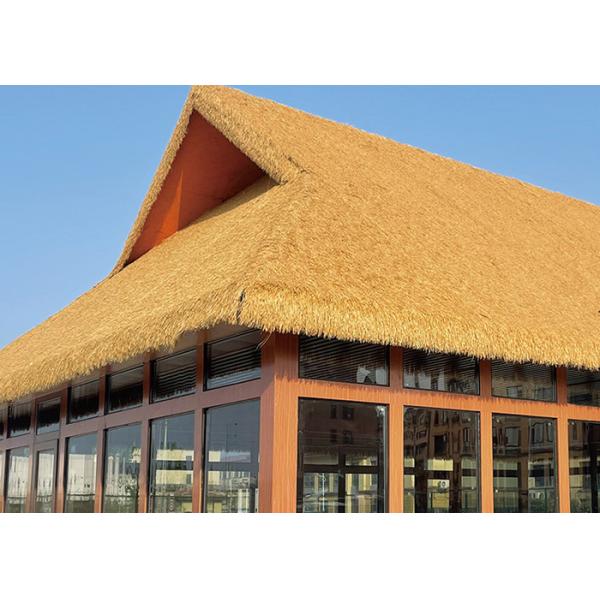 Landscaping Synthetic Thatch Roof With High Softness Flame Retardant Artificial