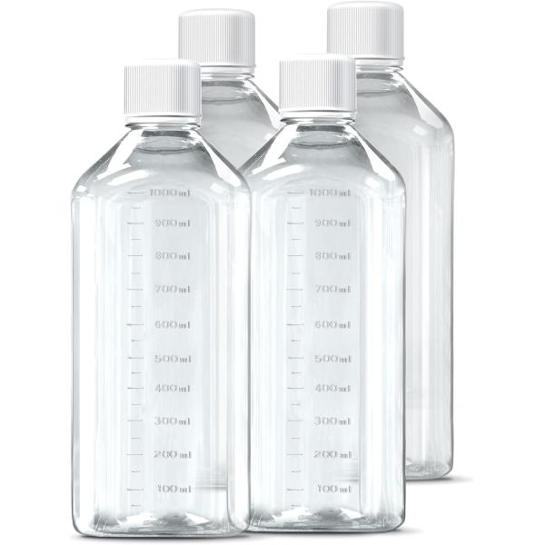 Laboratory Polypropylene Wide Mouth Reagent Bottle with Graduated Scale, Reusable Plastic Bottles with Caps