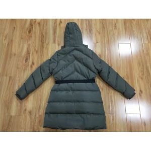 Buy cheap Polyester Womens Long Padded Coat With Hood Belt Zips Long Puffer Fur Hood from wholesalers