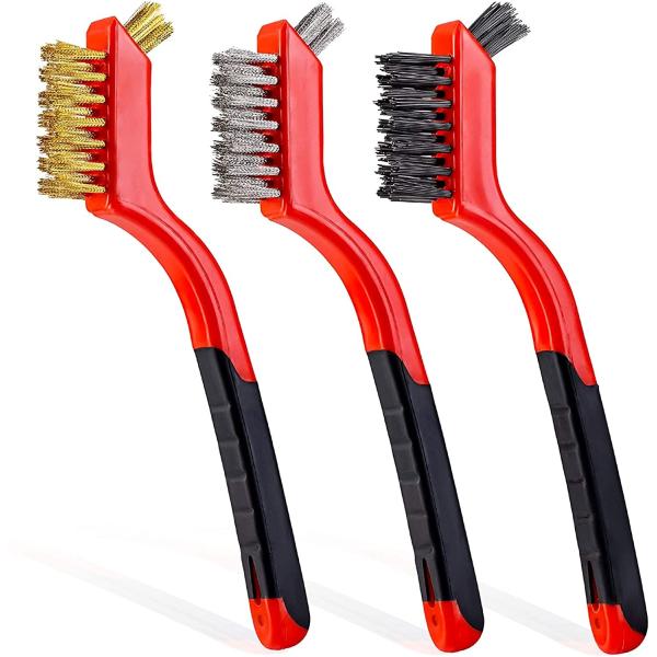 Buy cheap Wire Brush Set 3Pcs Brass Bristles Curved Handle For Rust Dirt Paint Scrubbing from wholesalers