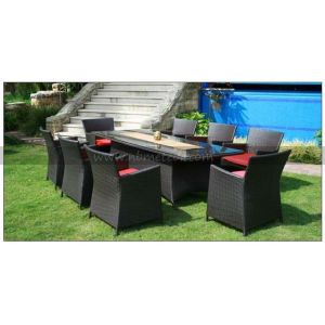 Buy cheap Shrinkage Function Rattan Dining Set with 8*1.1MM Pe Rattan and Aluminum Frame from wholesalers