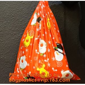 Buy cheap PE Plastic drawstring Gift Bags With cartoon Logo, drawstring christmas plastic giant santa sack for gift from wholesalers