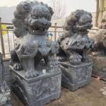 Buy cheap 12cm Chinese Stone Lion Statues Grey Chinese Animal Statues Outdoor Gate Decoration from wholesalers