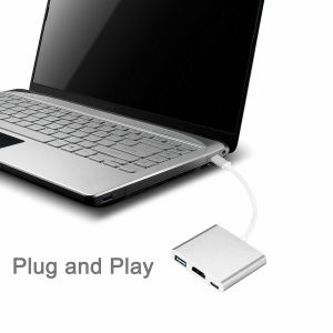 Buy cheap Aluminum 3 in 1 USB C Hub Adapter to  4K USB 3.0 Thunderbolt 3 Port Type C Hub Adapter Digital Multiport Converter from wholesalers