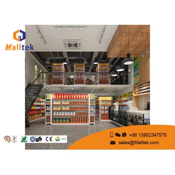 Quality Customization Design Metal Gondola Display Rack Flat Back Gondola Shelf for sale