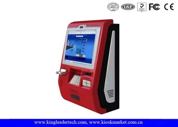 Quality Touch Screen Customized Wall Mount Kiosk With Metal Keypad And Cash acceptor for sale