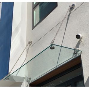 Buy cheap 6+6mm 5+5mm Laminated Frameless Glass Door Canopy With 316 Stainless Steel Brushed Satin Finish Tie Rods Type from wholesalers