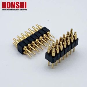 2.54mm H2.5 2x7Pin Pogo Pin Connector Brass Spring Loaded Electronic Straight