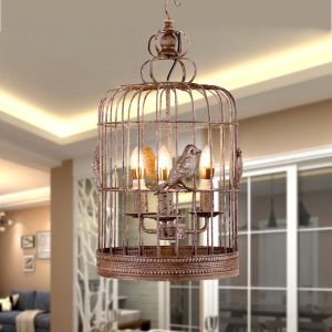 Rustic Cage Birds Chandelier for farmhouse Bedroom Sitting room lighting (WH-CI