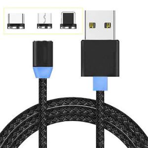 Buy cheap 3 In 1 Magnetic Braided LED USB Charging cable Magnetic USB Data Cable For iphone Android Type-C from wholesalers