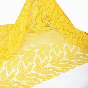 Buy cheap 5 yard/lot yellow polyester emboidery lace /2015 hot selling african guipure lace with stone product