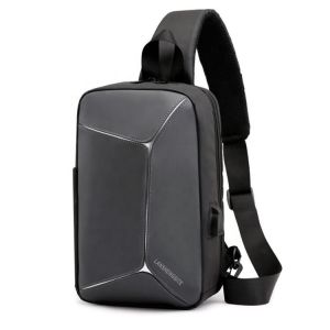 Buy cheap PU Mens Sling Crossbody Bag Waterproof Sling Pack With USB Cable BSCI product