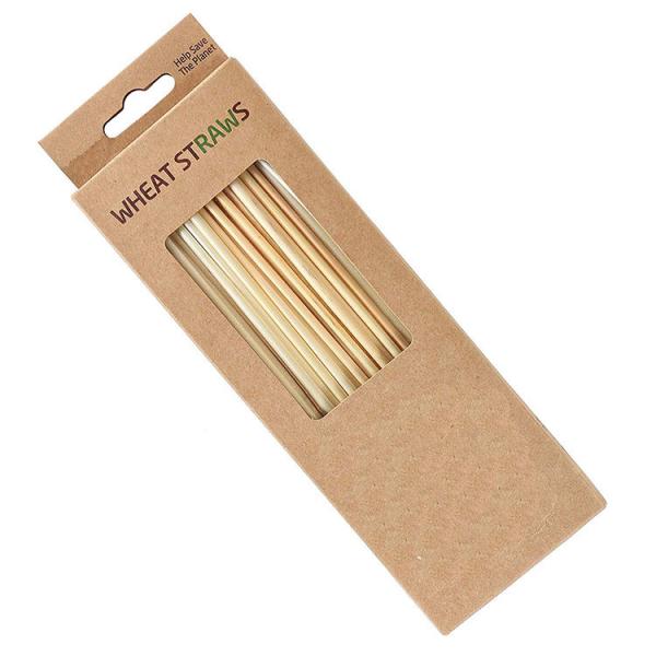 Quality 4x200mm Natural Wheat Drinking Straws Renewable Eco Friendly for sale