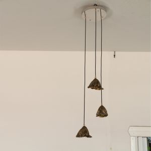 Dewaxed Copper Lotus Leaf Chandelier Creative Indoor Chandelier