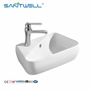 Buy cheap Rectangular White Ceramic Basin AB8425A Above Counter Basin Bathroom Sanitary Ware from wholesalers