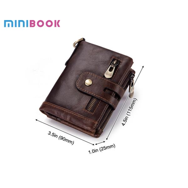 100% Genuine Leather Male Purses With Zip Coin Customize Logo Men Wallet And Card Holder