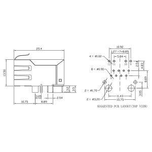 Buy cheap HY911169C | LPJ1012AGNL 100Base-T Magnetic RJ45 Jack Female Connector from wholesalers