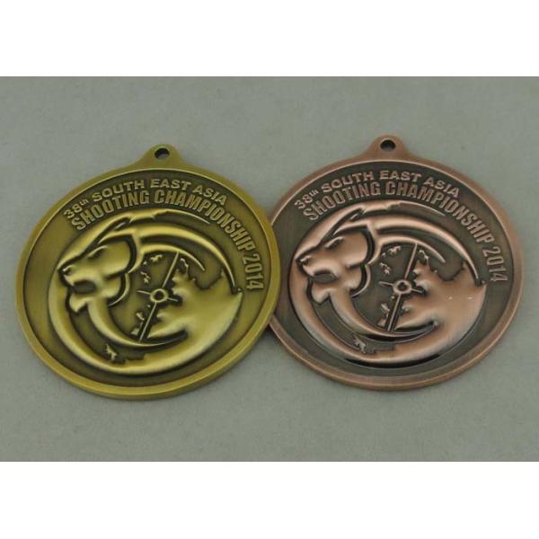 Quality Antique Brass Zinc Alloy Shooting Medals Die Cast With 3D for sale