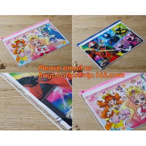 Buy cheap back to school stationery New Cheap top zip lock plastic PVC pencil case bag with customized printing from wholesalers