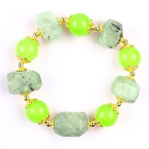 Buy cheap Handmade Gemstone Beaded Bracelet Natural Prehnite Stone Bracelet Adjustable Charms Bracelet For Party Daily Wearing from wholesalers