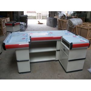 Commercial Shop Cash Register Table Counter Desk / Metallic Cashier Desk With