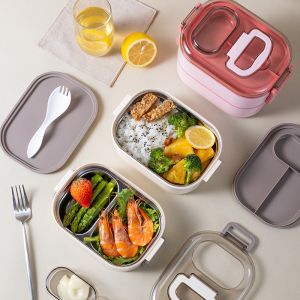 Buy cheap Food-Grade PP Plastic And Stainless Steel Bento Box Stackable Leak-Proof Double Layer from wholesalers