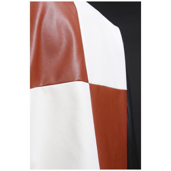 High Fashion Breathable Stitching Color Long Sleeve Button Cropped PU Baseball Leather Jackets