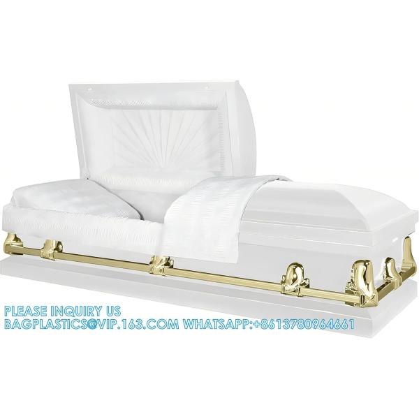 Buy cheap Casket Orion Series Steel Casket (White And Gold) Handcrafted Funeral Casket - White And Gold Finish With White Crepe from wholesalers