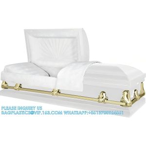 Buy cheap Casket Orion Series Steel Casket (White And Gold) Handcrafted Funeral Casket - White And Gold Finish With White Crepe from wholesalers