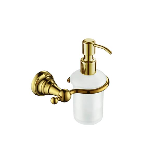 Quality Golden Bathroom Accessory Wall Mounted Soap Dispenser With Brass Pump PP Bottle for sale