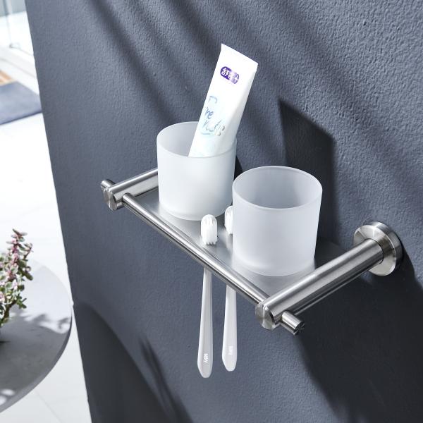 Quality Luxury Double Toothbrush Tumbler Holder SUS304 Bathroom Accessories Set for sale