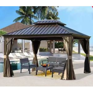 Buy cheap Outdoor 12’ x 20’ Hardtop Gazebo Wooden Coated with Galvanized Steel Gable Roof Permanent Metal Pavilion from wholesalers
