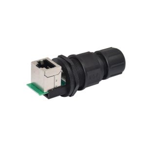 DC Ethernet Splitter Connector Waterproof Panel Mount Rj45 Connector