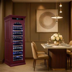 Free Standing Elegant Design Smart Digital Control Wood Wine Cooler with Classic