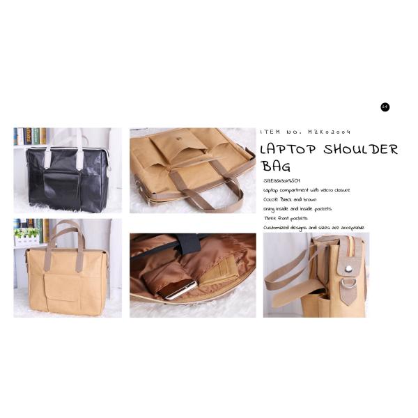 Quality ECO-Friendly washable kraft paper shoulder laptop bag for sale