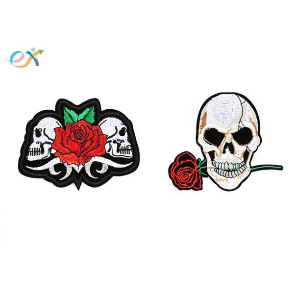 Polyester Material Skull Motorcycle Patches Irregular Shape With Laser Cut
