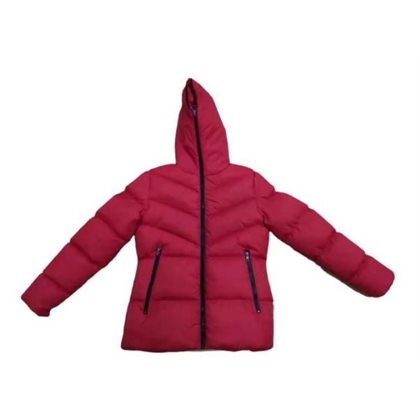 Quality Ladies Red Puffa Coat Warm Waterproof Womens Red Puffer Jacket With Fur Hood for sale