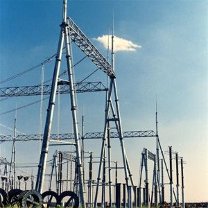 750KV Substation Steel Structures Conical , Round Q345 Hot Dip Galvanized