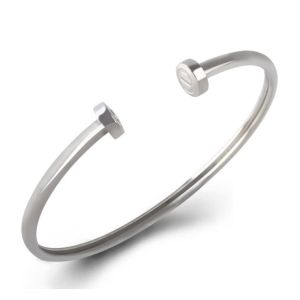 Buy cheap High Polish Stainless Steel Nail Bangle Gold Color New Style Rhinestone Zircon Rose Gold Bangle from wholesalers